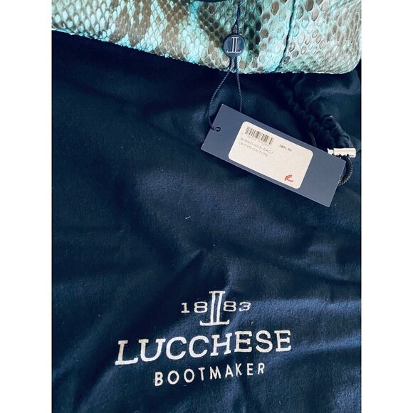 Lucchese Python Tote Bag Turquoise Leather Black Reptile Western Coastal Cowgirl - Picture 14 of 16